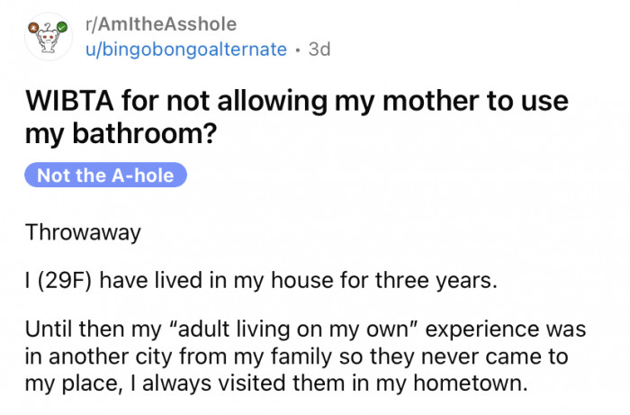 The OP posted about a problem she keeps having when her mother comes to visit.