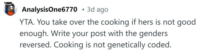 Cooking isn't genetically coded.