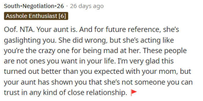 She is indeed gaslighting him by making him feel bad for not being happy with her decision to tell his secret.