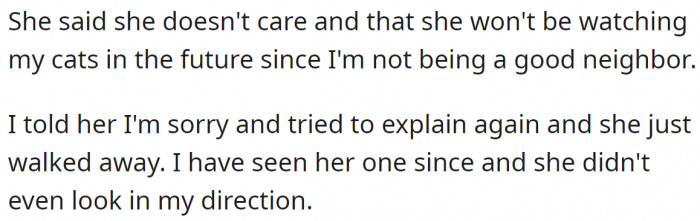 the neighbor said it didn't matter.