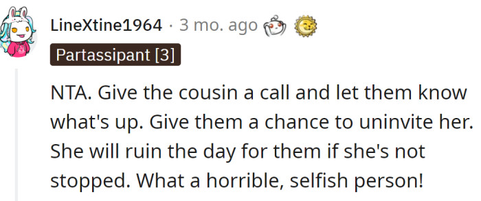 She will ruin the day