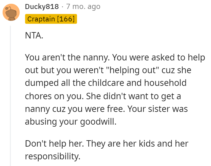 Her kids, her responsibility