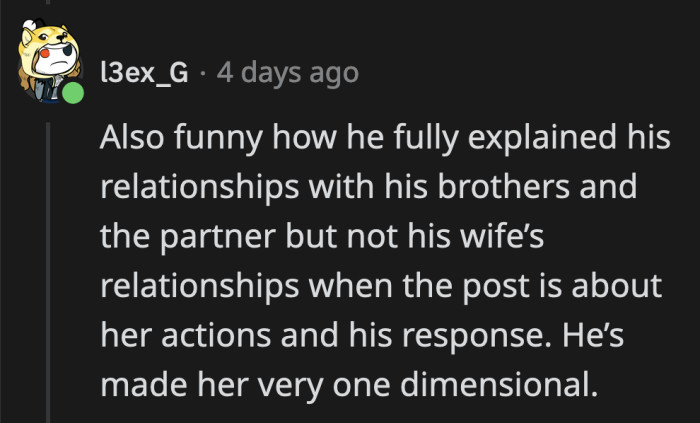 He didn't even seem upset by how his brother talked to his wife and continued to party the rest of the night while she was probably stewing in their hotel room