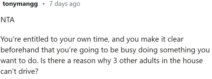 OP made it clear beforehand that she is going to be busy