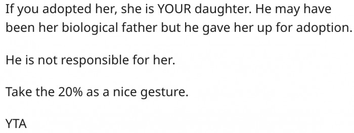 7. His daughter is no longer his friend's responsibility.