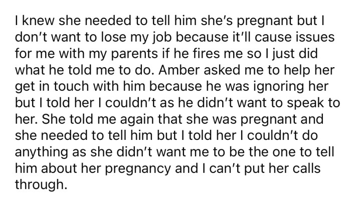 Amber needed to tell Aiden about her pregnancy.