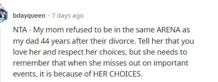 This is absolutely true, and she'd be missing out on all of these things simply because of her own issues.