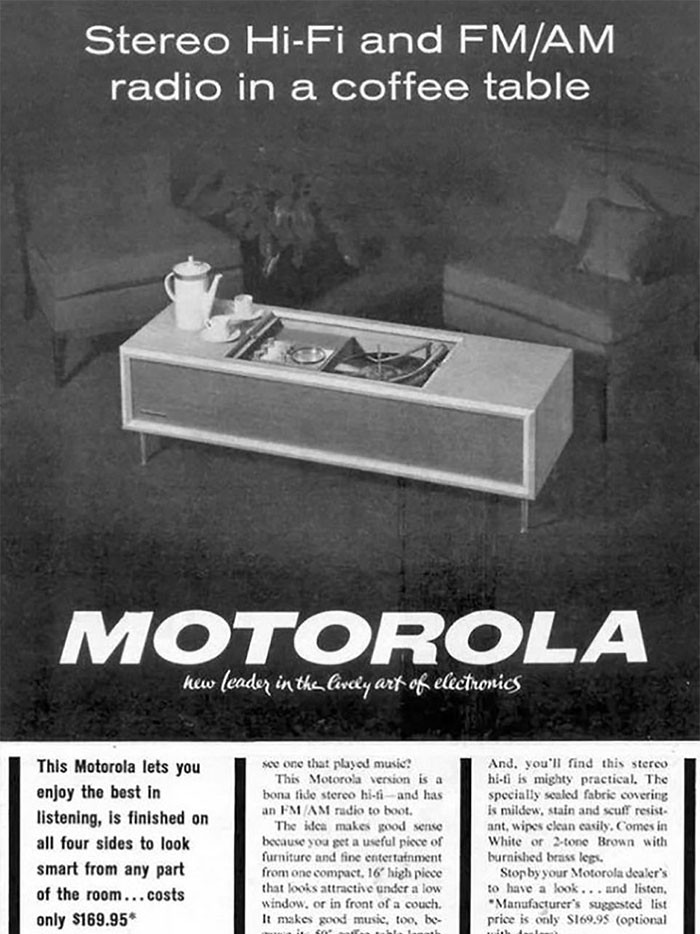 18. Motorola Stereo Hi-Fi Coffee Table: $169.95