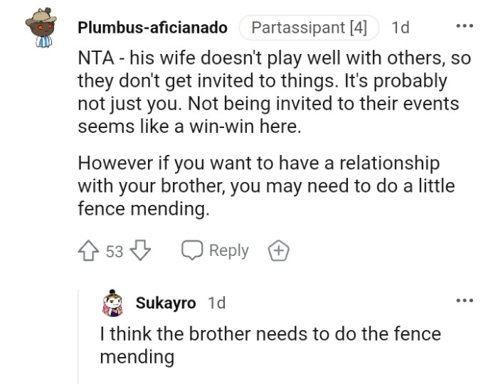 Not being invited to their events sounds like a win for everyone