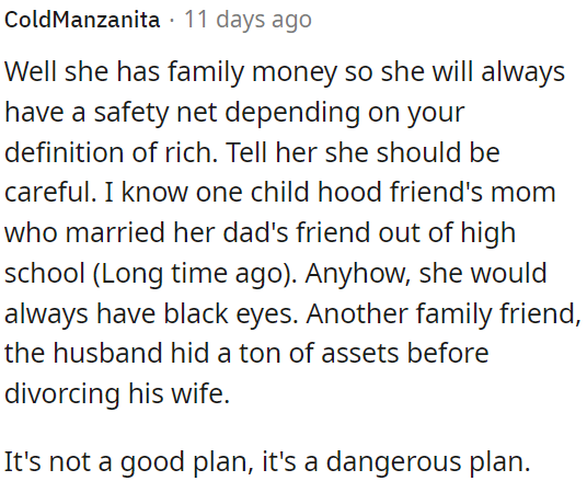 Having family wealth provides a safety net, but marrying for security can be risky.