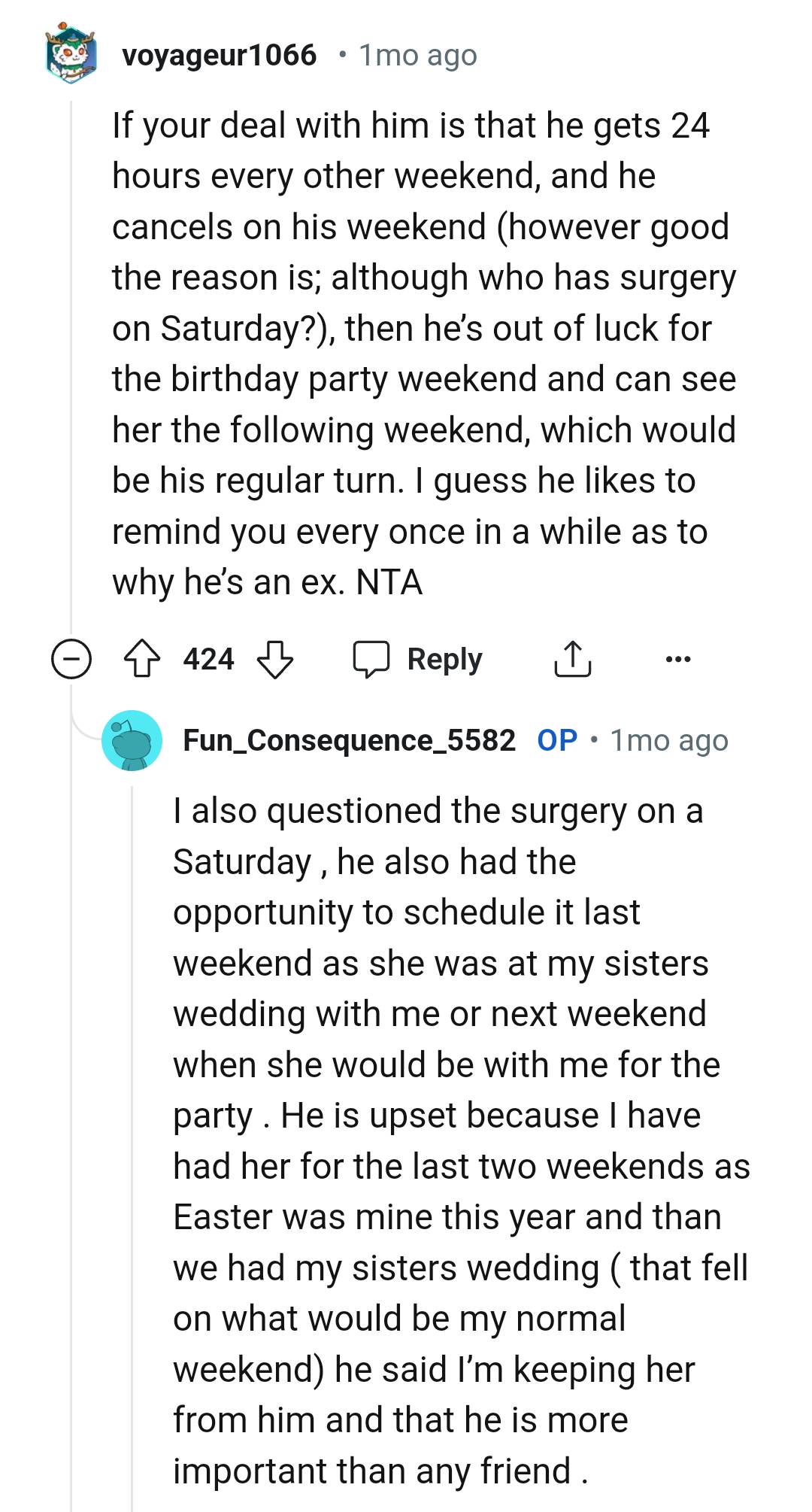 He's reminding the OP why he's an ex