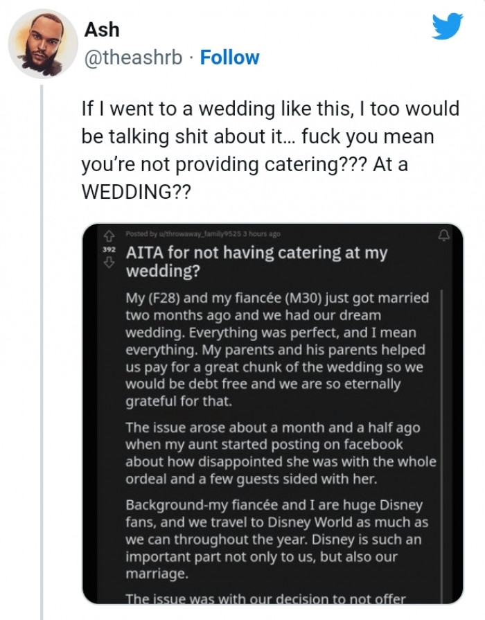 No catering at a wedding???