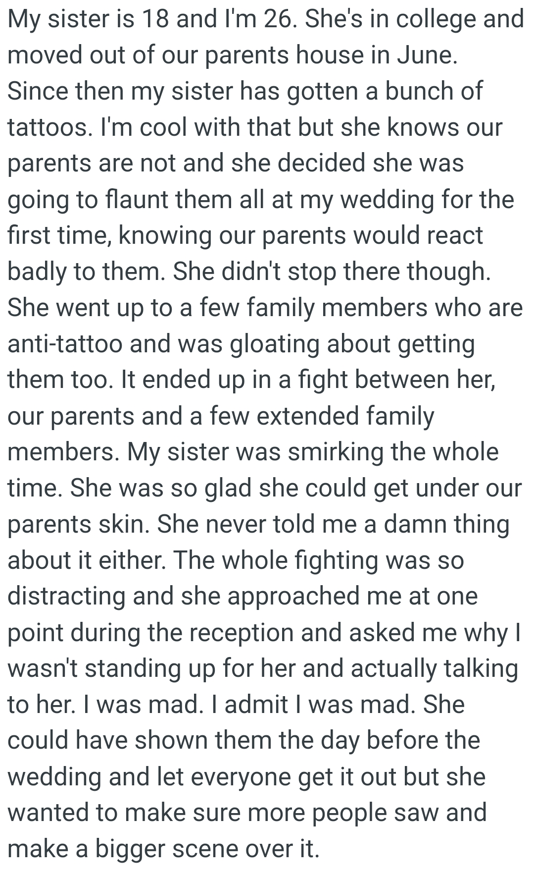 OP's sister was so glad she could get under their parents' skin