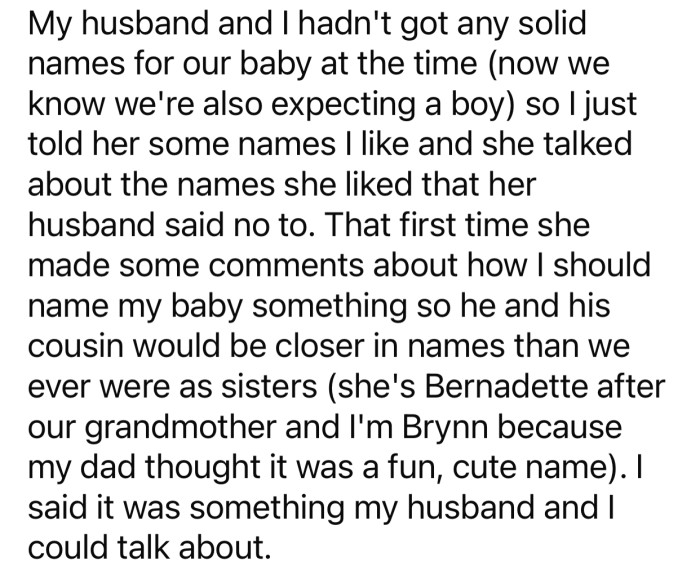 OP's sister wanted to pick matching names for their babies to make them closer.