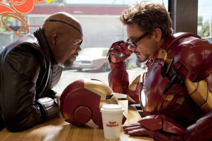 Alas, Iron Man does little more than annoy Samuel Jackson's Nick Fury in the iconic scene.