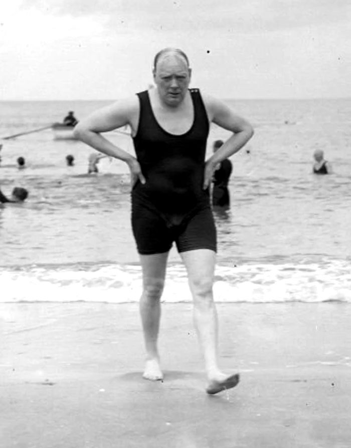 Winston Churchill In His Swimming Costume, 1922