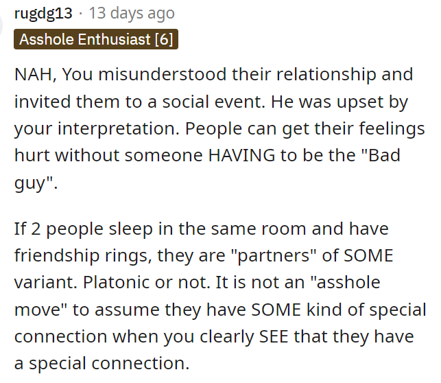 The first comment said it best as they voted as NAh, and we have to agree because neither of them is really in the wrong here.