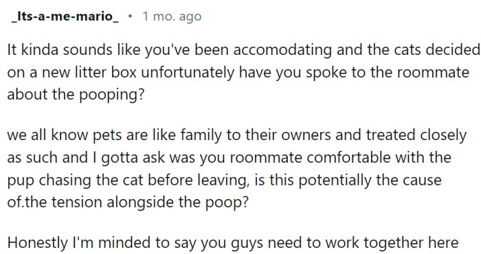 Roommates need to work together here