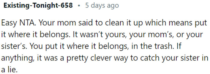 It was a clever tactic to expose OP's sister's lie.