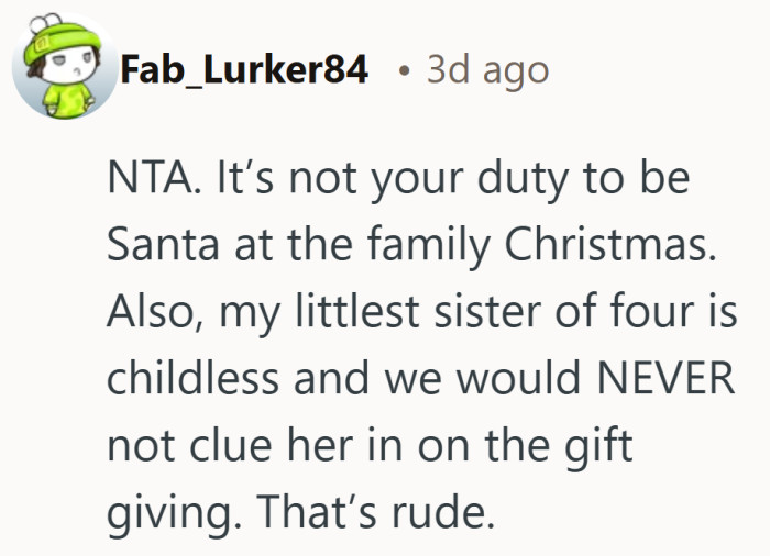 Being the youngest doesn’t mean you automatically inherit the Santa suit.