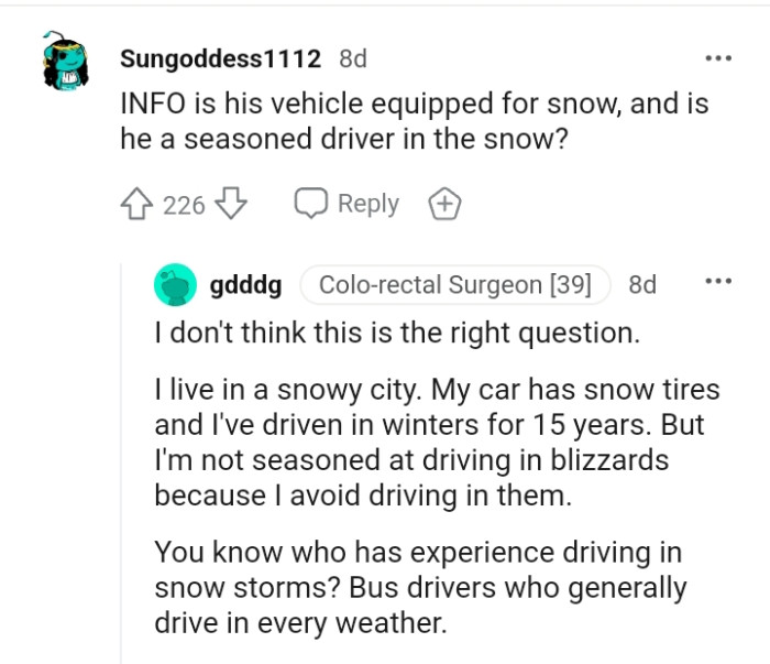 Bus drivers who generally drive in every weather