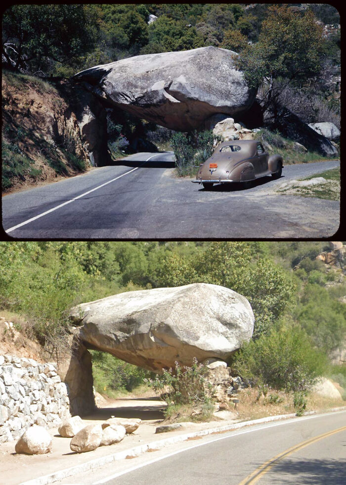 12. Sequoia National Park's Tunnel Rock: 1952 vs. 2020