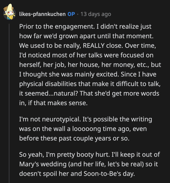 I'm seriously curious about Aunt Mary's side of the story