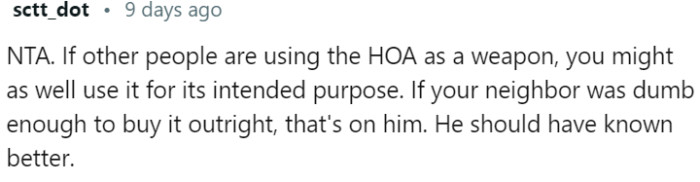 Neighbor was irresponsible