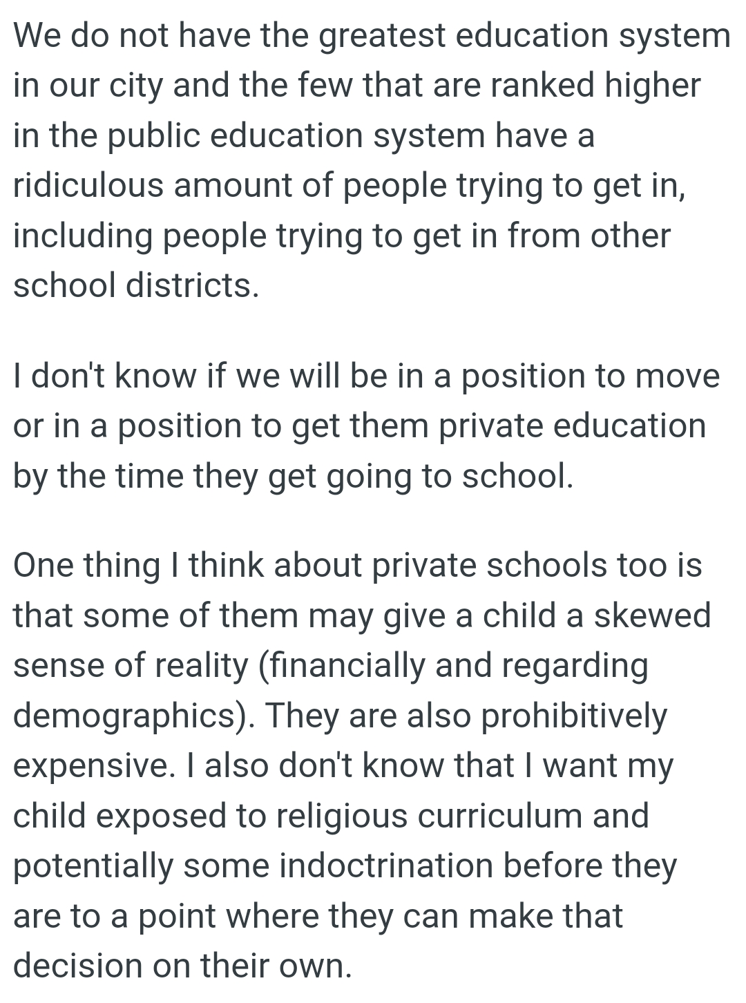 The OP doesn't want to be in a position to get his kids private education by the time they start school