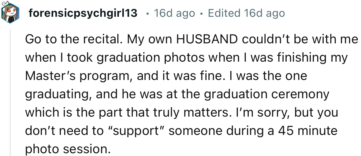 “ I’m sorry, but you don’t need to ‘support’ someone during a 45-minute photo session.”