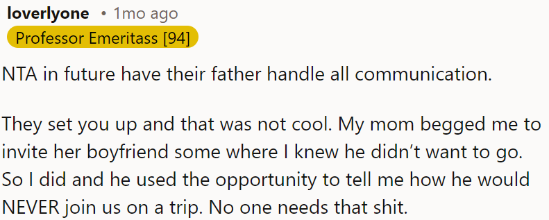 In the future, OP's husband should handle all communication with them.