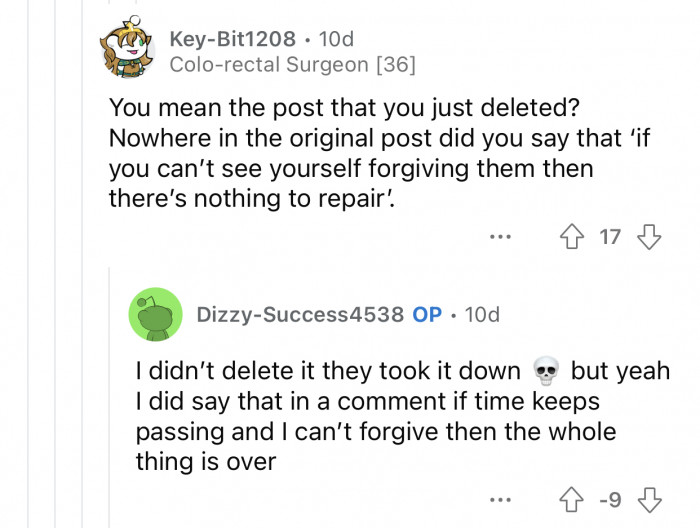 This user mentioned how the post got deleted and accused OP of doing it.