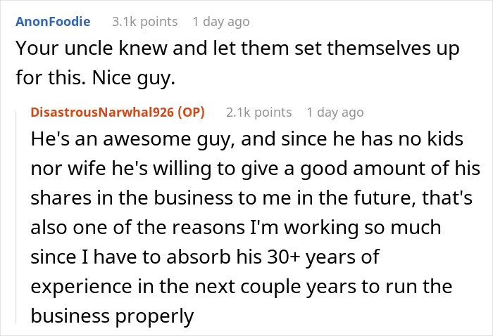 Your uncle let them set themselves up for this