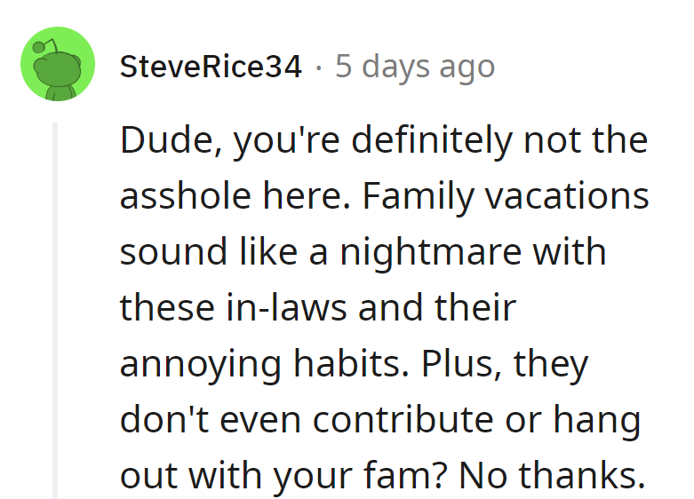 Family vacay with in-laws? More like a no-show sitcom. Not worth the ticket price.