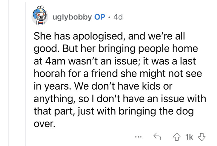 OP only had one issue, and it was not the friends.
