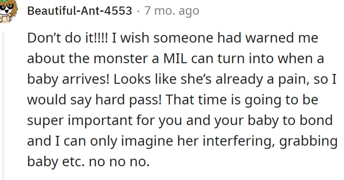 She shouldn't allow her MIL to stay that long