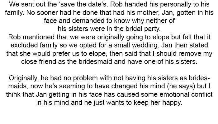 Originally, He Had No Problem with Not Having His Sisters as Bridesmaids