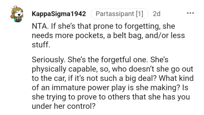 She is the forgetful one here