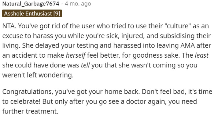 OP successfully dealt with a problematic roommate who used her 