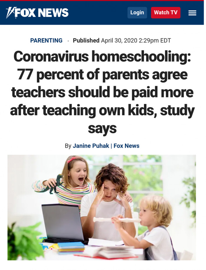 Coronavirus homeschooling: 77 percent of parents agree teachers should be paid more after teaching own kids, study says