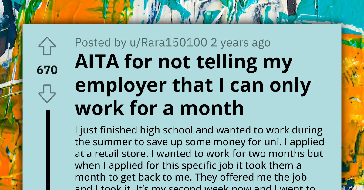 Newcomer to Workforce Feels Bad About Not Telling Manager They Can Work Only for a Month