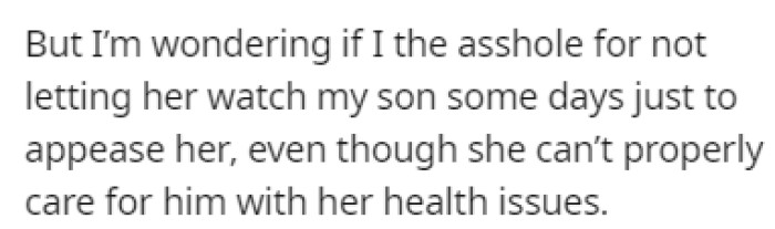 OP is left wondering if she's in the wrong in this situation