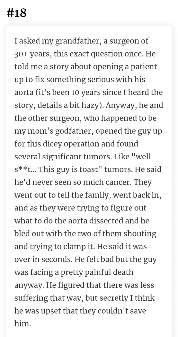 18. Losing a patient is painful for every medical professional.