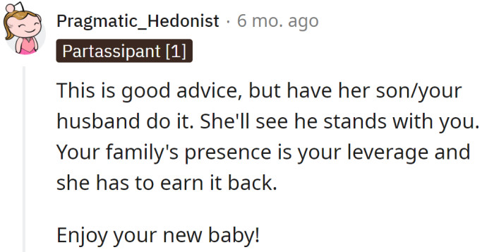 A Redditor agreed with previous advice but added the OP's husband should do it