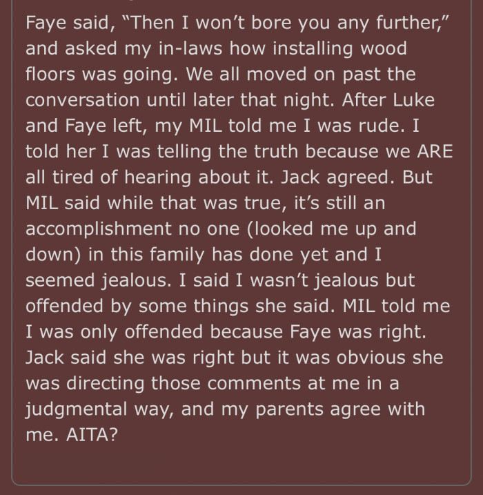 OP suspected that her behavior might have been inappropriate and decided to ask the Reddit community for their opinions.