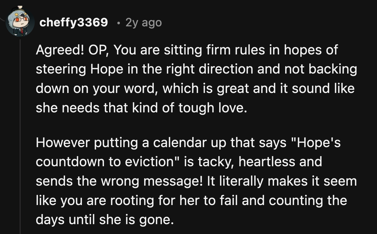 It's good that OP set expectations and boundaries for her daughter. She wants to motivate her to make better decisions, but the calendar undermines all of those intentions.
