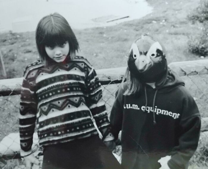 'Found This Weird Photo Of Little Me And Some Unknown Child In A Penguin Mask'