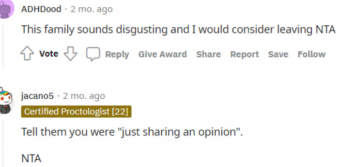 2. You were just sharing an opinion