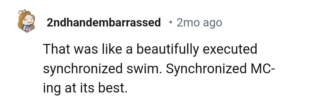 It is really a beautifully executed synchronized swim