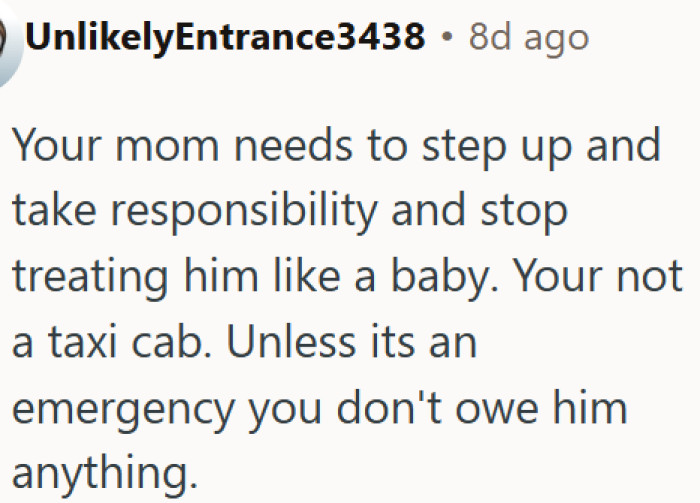 Mom needs to stop relying on her child to be the family's personal driver